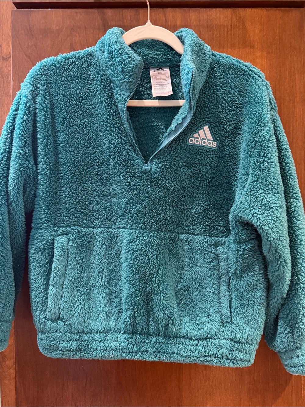 adidas Teal Sherpa Zip Pullover